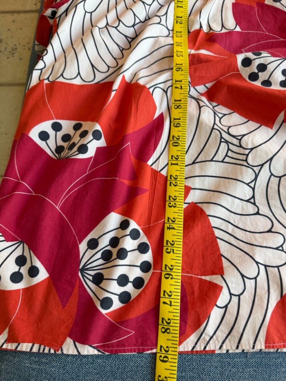 Frances Valentine- Puffy Sleeve, Poppy Print,  A-line Top with Pockets - Picture 9 of 9